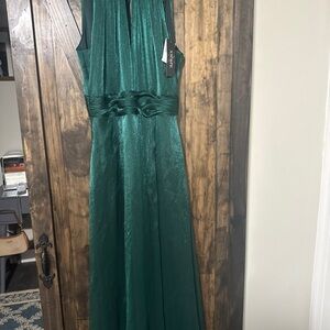 Xscape Shimmering Teal Maxi Dress
